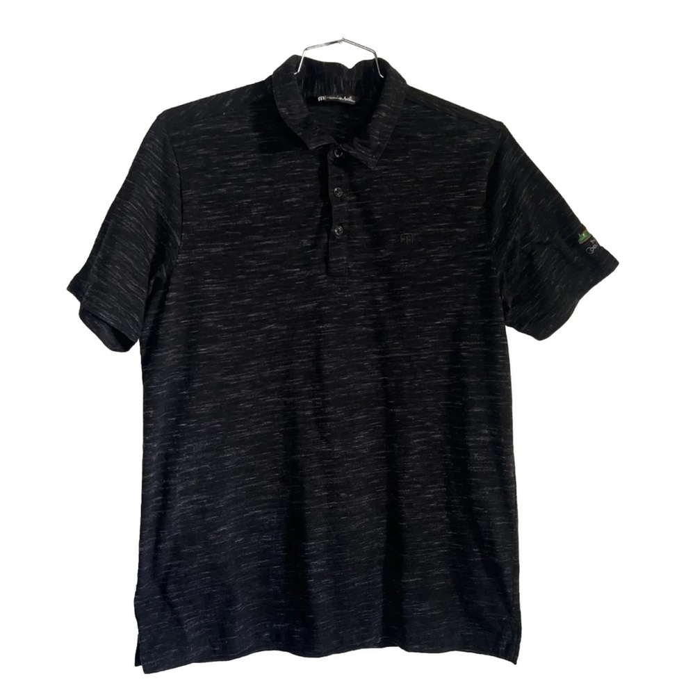 Travis Mathew Black Striped Men’s Polo Shirt Cotton Polyester Size Large